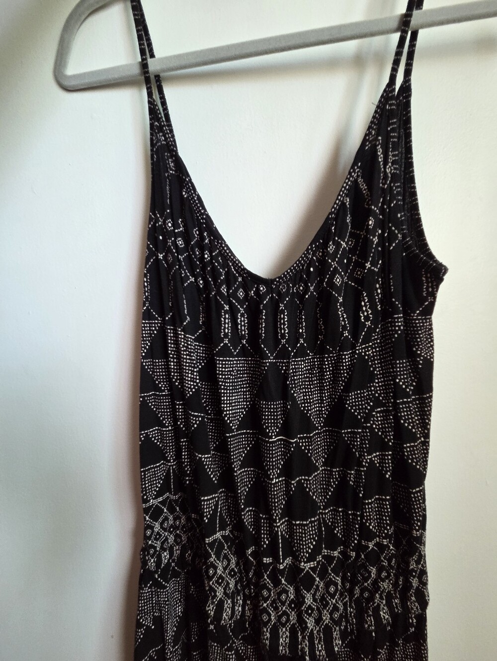 H & M romper. Black Patterned Spaghetti-Strap romper.
